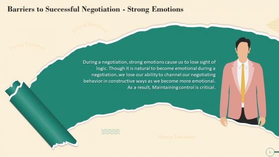 Strong Emotions A Barrier To Successful Negotiation Training Ppt