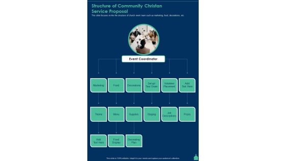 Structure Of Community Christan Service Proposal One Pager Sample Example Document
