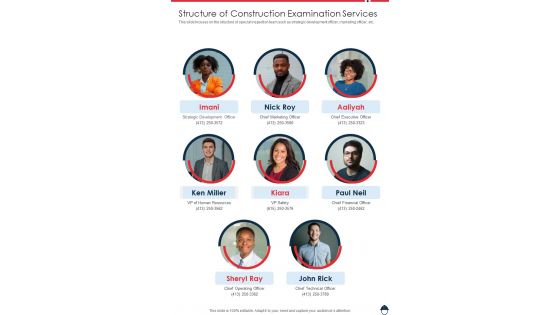 Structure Of Construction Examination Services One Pager Sample Example Document