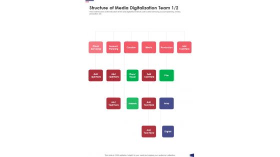 Structure Of Media Digitalization Team One Pager Sample Example Document