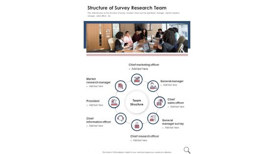 Structure Of Survey Research Team One Pager Sample Example Document