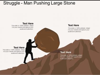 Struggle man pushing large stone