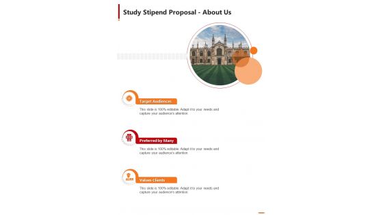 Study Stipend Proposal About Us One Pager Sample Example Document
