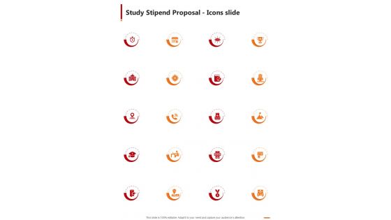 Study Stipend Proposal Icons Slide One Pager Sample Example Document