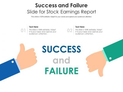 Success and failure slide for stock earnings report infographic template
