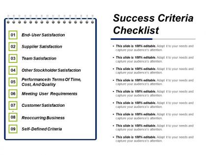 Success criteria checklist ppt diagrams
