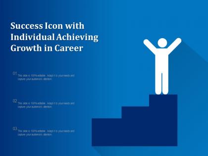 Success icon with individual achieving growth in career