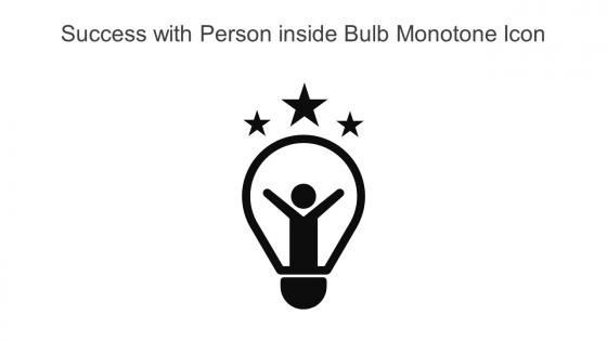 Success With Person Inside Bulb Monotone Icon In Powerpoint Pptx Png And Editable Eps Format