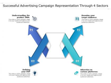 Successful advertising campaign representation through 4 sectors