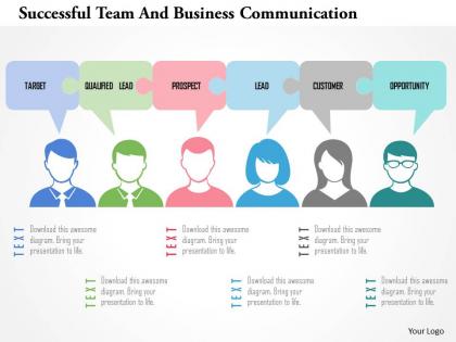 Successful team and business communication flat powerpoint design