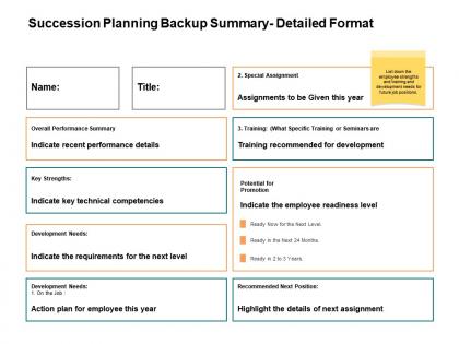 Succession planning backup summary detailed format ppt powerpoint presentation ideas vector