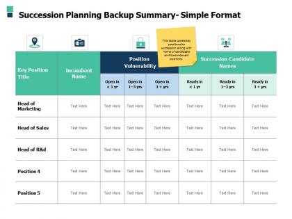 Succession planning backup summary simple format a507 ppt powerpoint presentation model aids