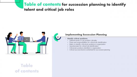Succession Planning To Identify Talent And Critical Job Roles For Table Of Contents
