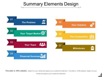 Summary elements design presentation powerpoint example