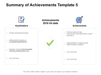Summary of achievements template checklist ppt powerpoint presentation ideas aids