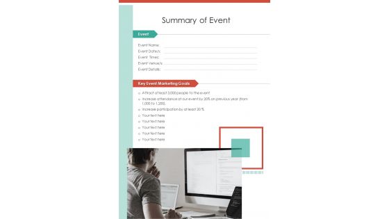 Summary Of Event Marketing Campaign One Pager Sample Example Document