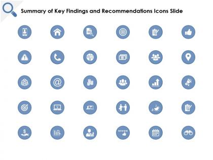 Summary of key findings and recommendations icons slide c182 ppt powerpoint presentation gallery example