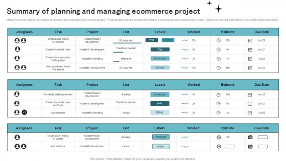 Summary Of Planning And Managing Ecommerce Project