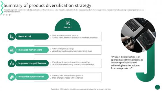 Summary Of Product Diversification Strategy Business Growth And Success Strategic Guide Strategy SS