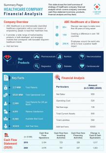 Summary one page healthcare industry company profile document ppt pdf doc printable