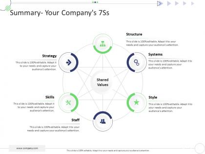 Summary your companys 7ss mckinsey 7s strategic framework project management ppt sample