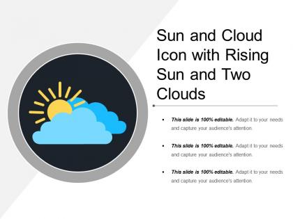 Sun and cloud icon with rising sun and two clouds