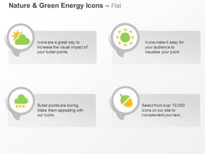 Sun cloud rain green energy conservation ppt icons graphics