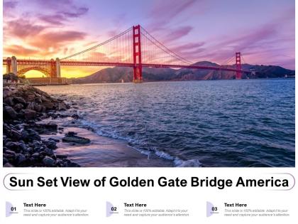 Sun set view of golden gate bridge america