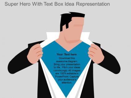 Super hero with text box idea representation flat powerpoint design