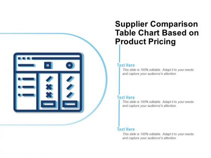 Supplier comparison table chart based on product pricing