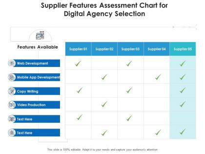 Supplier features assessment chart for digital agency selection