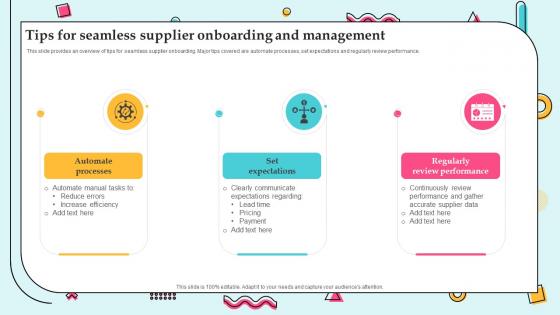 Supplier Management For Efficient Operations Tips For Seamless Supplier Onboarding Strategy SS