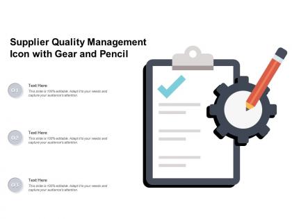 Supplier quality management icon with gear and pencil