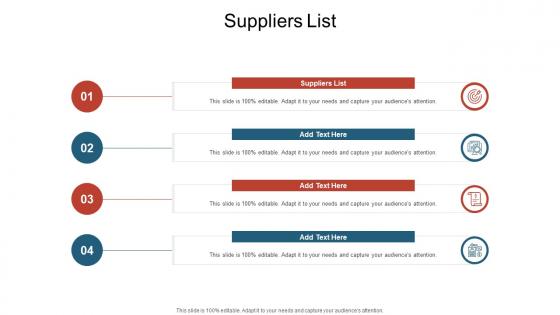 Suppliers List In Powerpoint And Google Slides Cpb