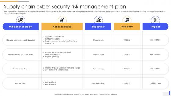 Supply Chain Cyber Security Risk Management Plan