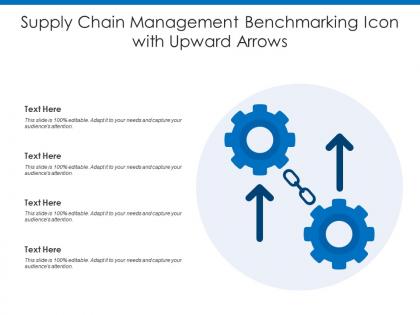 Supply chain management benchmarking icon with upward arrows