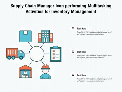 Supply chain manager icon performing multitasking activities for inventory management