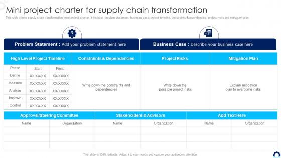 Supply Chain Transformation Toolkit Mini Project Charter For Supply Chain Transformation Supply Chain Transformation Toolkit Mini Project Charter For Supply Chain Transformation