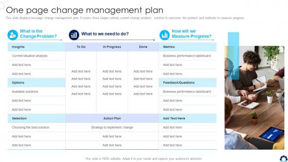 Supply Chain Transformation Toolkit One Page Change Management Plan Ppt Icon Grid