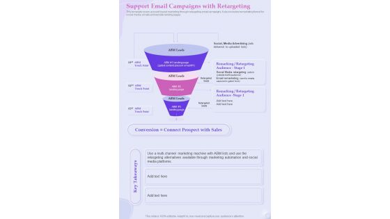 Support Email Campaigns With Retargeting One Pager Sample Example Document
