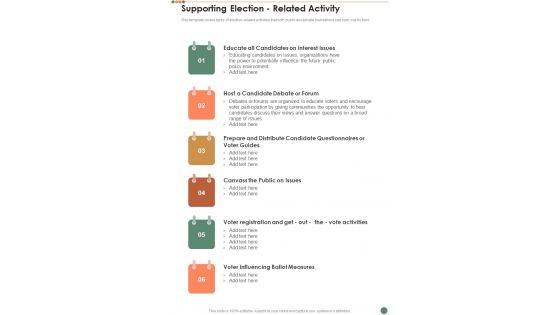 Supporting Election Related Activity One Pager Sample Example Document