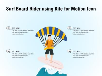 Surf board rider using kite for motion icon