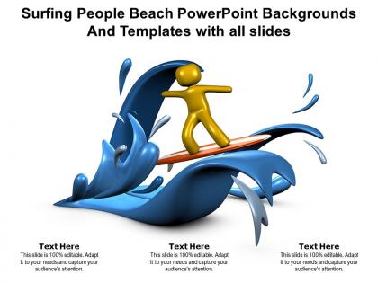Surfing people beach powerpoint backgrounds and templates with all slides