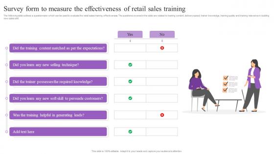 Survey Form To Measure The Effectiveness Of Retail Sales Training Increasing Brand Loyalty