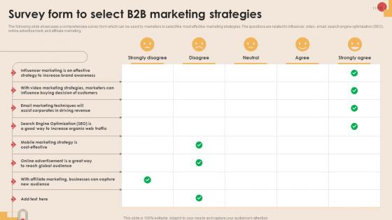 Survey Form To Select B2b Marketing Digital Marketing Strategies To Increase MKT SS V