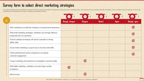 Survey Form To Select Direct Marketing How To Develop Robust Direct MKT SS V