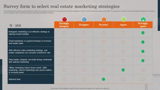 Survey Form To Select Real Estate Marketing Real Estate Promotional Techniques To Engage MKT SS V