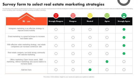 Survey Form To Select Real Estate Marketing Strategies Complete Guide To Real Estate Marketing MKT SS V
