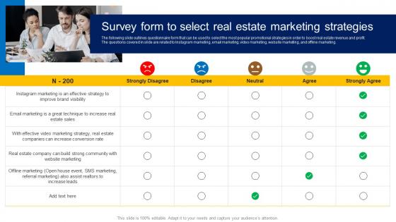 Survey Form To Select Real Estate Marketing Strategies How To Market Commercial And Residential Property MKT SS V