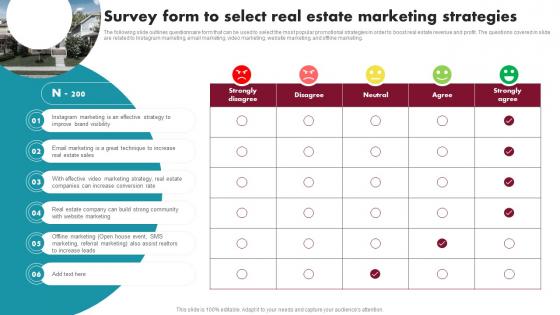 Survey Form To Select Real Estate Marketing Strategies Innovative Ideas For Real Estate MKT SS V